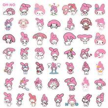 50张可爱粉色旋律贴纸，卡通涂鸦贴纸，创意贴纸，适用于日记本、行李箱、笔记本 - 彩色 - 查看 3