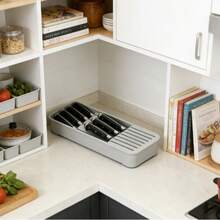 1pc Multifunctional Kitchen Drain Knife Rack, Plastic Knife Storage Box - Multicolor - View 2