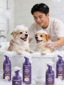 Espuma limpiadora para mascotas - Ingredientes suaves que limpian el olor y mantienen el pelaje de la mascota suave y brillante. Champú antiácaros para mascotas - Fórmula calmante, apta para piel sensible, baja alergenicidad, limpieza profunda e hidratación. Champú para perros, champú, champú para gatos, artículos para perros - 50ml - Ver 2