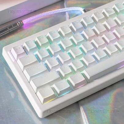 68 Keycaps Set, Laser Engraved Translucent Dual-Color PBT Keycaps For Mechanical Keyboard