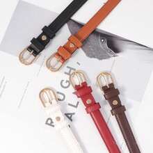 A Solid-Colored Adjustable Buckle Belt With A Belt Punch, Suitable For Summer, Autumn School Days, Parties, Festivals, And Other Occasions - Camel - View 2