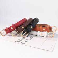 A Solid-Colored Adjustable Buckle Belt With A Belt Punch, Suitable For Summer, Autumn School Days, Parties, Festivals, And Other Occasions - Camel - View 5