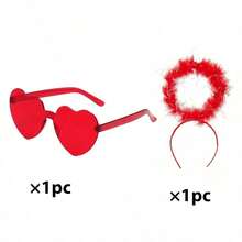 1/4pcs Cupid Costume Props For Valentine's Day, Including Red Feather Wings, Heart-Shaped Sunglasses, Bow And Arrow, Halo Headpiece, Suitable For Holiday Events, Theme Parties, Masquerade Photo Props - Red - View 16
