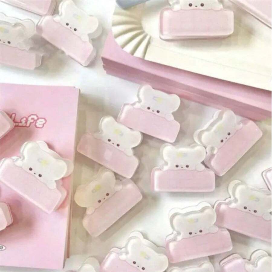 Acrylic PP Jelly Clip, Cute & Fresh Student Memo, Test Paper, Planner Binder Clips, Learning & Office Supplies - Multicolor - View 1