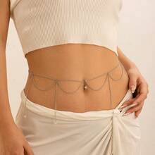 Belly Buttom Ring With Waist Chain, Summer Beach Multi-Layer Crystal Bikini Rhinestone Navel Piercing Dangle Belly Button Rings Waist Chain Sexy Belly Body Chain Jewelry For Women - Multicolor - View 10