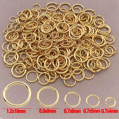 30/50 st 5 storlekar 18K guldpläterade öppna hoppringar 4/5/6/8/10 mm platta runda hoppringar metall O-ringar delade runda ringar för smycken armband örhängen nyckelring