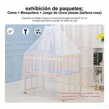 Cuna Colecho Bebé Madera Mecedora Con Ruedas Y Mosquitero - Amarillo - Ver 4