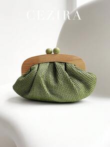 Túi cầm tay nữ khung gỗ khóa nam châm, túi đan bằng rơm, dây đeo dài, túi đeo chéo, túi đi biển, túi nhẹ, tiện dụng cho kỳ nghỉ, du lịch, chuyến đi biển, sử dụng hàng ngày, phong cách thường ngày, mùa xuân và mùa hè. - Nhiều màu - Xem 12