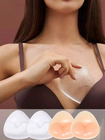 1/2 Pair Double-Sided Adhesive Reusable Padded Bra Inserts - Sticky Bra Pads For Dresses, Bikinis