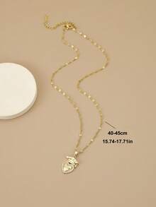 1件装时尚水钻心形毕业帽不锈钢项链，毕业季，2026，金链，金饰，心形吊坠，男女皆宜，适合暑假、海滩、礼物、情人节 - 金黃色 - 查看 3