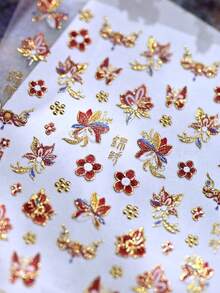 Beautizon Nailartlab Retro Embossed Nail Art Stickers Sun Heart Flower Design 3D Gold Self-Adhesive Decals For Manicure - Multicolor - View 8