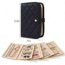 Jewelry Storage Bag – Travel-Friendly, Dust-Proof Pouch For Earrings, Bracelets, Bangles, And Rings; High-Capacity Jewelry Organizer - Black - View 1