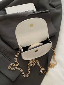 Mini Square Handbag, New Spring/Summer Plaid Color Block Casual Shoulder Tote Bag, Versatile, Cherry Pattern Saddle Bag - White - View 7