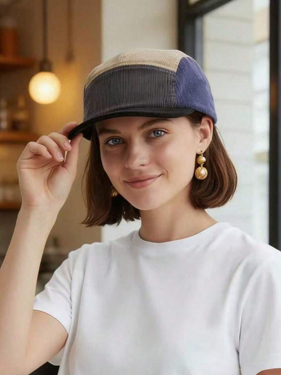 男女通用羊毛混纺灯芯绒帽，百搭实用，适合日常佩戴，四季皆宜，可作棒球帽、休闲帽和针织帽；简约休闲，复古街头风，弹性可调节，保护耳朵，防风防紫外线。适合户外骑行、滑雪、露营、通勤等各种场合；是情人节、朋友生日、圣诞派对等节日的理想礼物之选。