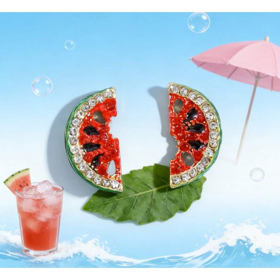 1 Pair Fashion Simple Small Exquisite Elegant Fresh Sweet Watermelon Women's Spring Summer Earrings, Buy One Get One Free Or Buy One Get Three Free - Đỏ - Xem 1