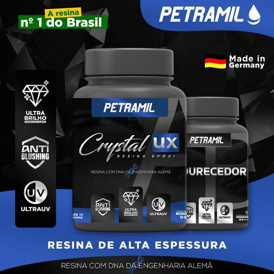 Resina Epóxi (Alta Espessura) CrystalUX 2,1kg – A Revolução em Brilho e Sofisticação COD.25 - cristal - Visão 1