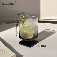 2pcs Black Square Glass Cups, Creative Glassware, Drinkware, Washable Beverage Cups, Perfect Square Cups Suitable For Various Drinks Such As Alcohol, Water, And Liquids - Black - View 5