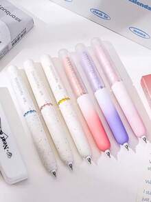 3pcs Egg Shaped Ballpoint Pens, Cute Pocket Pens, Quick-Drying Rotating Refill, Portable Brush Pen, Black Ink Pens, Cloud-Like Soft Grip, Egg Shaped Pressing Pens, Healing Egg Shaped Pressing Pens Collection, Excellent Pen Body Appearance And Feel, Taro Powder Mist Finish, Overflowing With Girly Charm, Egg Shaped Pens, Essential Back-To-School Gift - Black - View 2