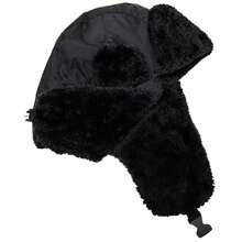 Black Ushanka Hat Russian Aviator Cold Wool Ear Protection Peruvian Aviator Winter Hat - 黑色 - 查看 8