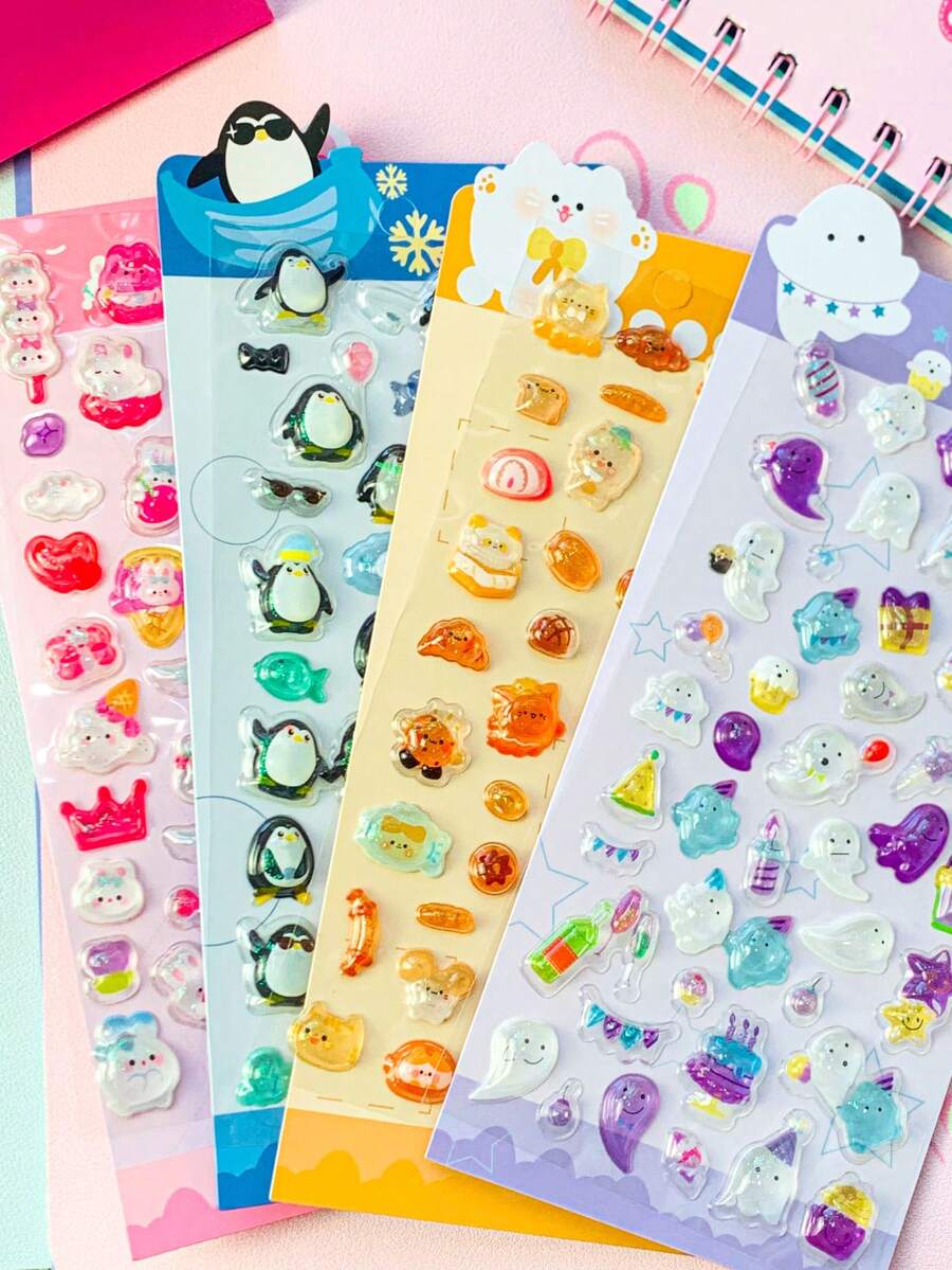 3D Cartoon Stickers, Suitable For Decorating Children, 7-Color Embossed Stickers, Perfect Gift For Home Decor, Party Decoration, Birthday Gifts, And Various Holiday Gifts - Multicolor - View 1