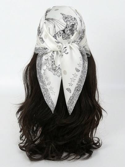 1pc Floral Print Bandana Scarf, Shawl, Neck Wrap, Headband For Women