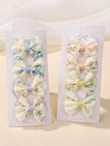 Printed Fabric Bow Hair Clips Set, Colorblock Dopamine Color Hair Clips, Versatile Hair Accessories For All Seasons - Multicolor - View 4