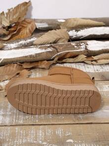 女士加厚保暖雪地靴，新款韩版加厚底冬靴，保暖内衬踝靴，防磨皮靴 - 棕色 - 查看 8