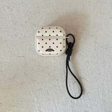 极简磁吸式真皮耳机保护套，黑色线材，波点图案，兼容 Pro 2，可爱简约设计，也兼容 4、3、1/2，适合女性使用 - 白色 - 查看 5