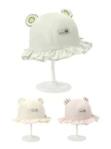 TUTUYA Baby Bucket Hat, Boys' Sun Hat, Girls' Floral Bow Decor Bucket Hat, Fruit Party Ear Decoration Cute Cap, Suitable For Daily Wear/Outdoor/Play - 1PC - View 2