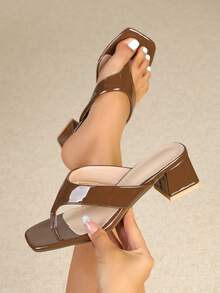 Women's High Heel Sandals, Elegant For Party, Vacation, Fashion Retro Basic Casual Commuting Business - Brown - View 2