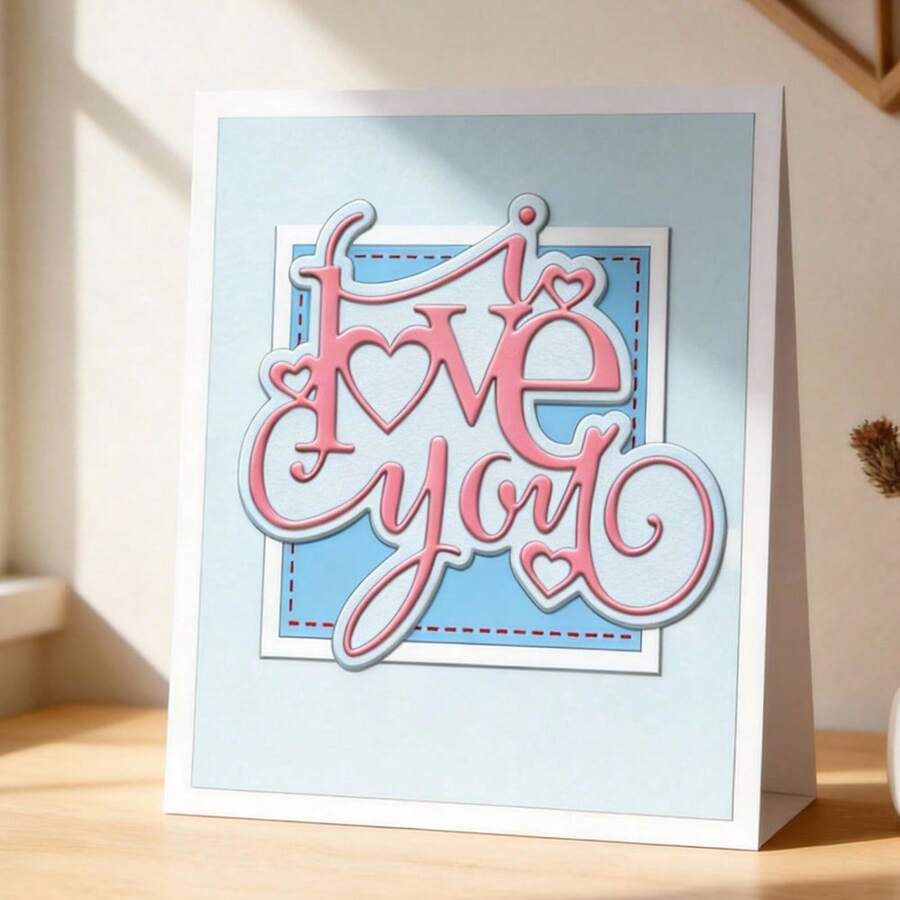 Creative Love Dies, DIY Scrapbooking Album And Embossing Stencil, Greeting Card Making Tool, Card Paper Cutting Crafts ,Gift Card Making Template Die Cuts. - Silver - View 1