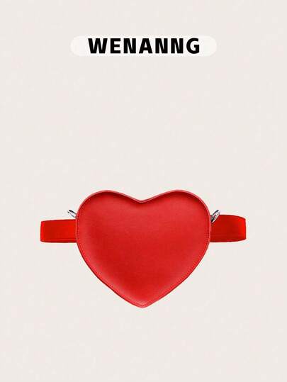 1pc Red Heart Shaped Mini Crossbody Bag, Women's Lightweight Waist Pouch, Adjustable Strap, Suitable For Daily Use, Casual/Outing/Shopping