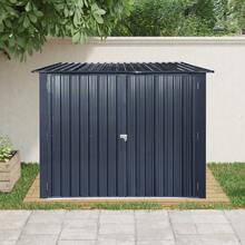 6FTx 6FT Outdoor Steel Storage Shed For Bicycle With Slope Roof And 4 Bike Tracks, Black - Default - View 8