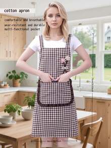 1pc Multi-Color Fashionable Cartoon Bouquet Cotton Apron, Cute & Stylish, Breathable Cotton, Multi-Functional Pocket Design, Front Flower Apron, Suitable For Holiday Gifts, Home Kitchen Cooking Apron, Protective Clothing - Multicolor - View 13