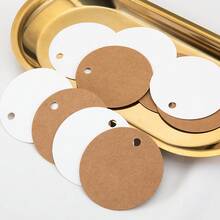 50pcs/100pcs 5cm/1.57in Round Gift Tags, White/Black/Light Brown Paper Handmade Labels, DIY Decoration, Sewing Supplies, Arts & Crafts, Gift Packaging Tags - Multicolor - View 2