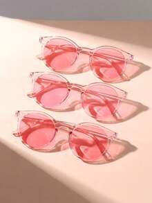 3pcs/Set Vintage Full Frame Round Fashion Glasses, Korean Style - Multicolor - View 7