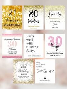 Custom Label For Champagne Bottle Birthday Gift,Customize Text,Gold Confetti Milestone Birthday Wine Label,80 & Fabulous,Custom Birthday Wine,Birthday Champagne Mini Bottle Champagne Bridesmaid Personalized Champagne Gift - Multicolor - View 5
