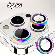 6-Piece Colored Rhinestone Phone Lens Screen Protector - Suitable For IPhone 17/16/15/14/13/12/11 Phone Lens Screen Protector - Scratch-Resistant, Practical, And Easy To Install - Perfect As A Valentine's Day, Thanksgiving, Christmas, And Halloween Gift. - Colorful - View 25