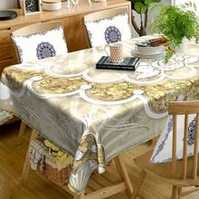 Luxury White Pearlescent Pearl Border Tablecloth With Elegant White Flower & Golden Pattern - Machine-Made Rectangular Table Cover Suitable, Dining Table, Party Decor - Easy-Clean Durable Table, Housewarming Gift, 2D Flat - Nhiều màu - Xem 10