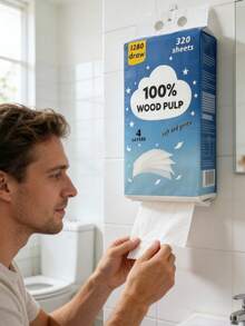 The Suspended Raw Pulp Wooden Toilet Paper Holder Can Hold 1280 Rolls Of Toilet Paper. It Has A Four-Layer Thickening Design And Is Suitable For Kitchens, Bathrooms And Workrooms. It Can Be Used To Store Tissues, Napkins And Cocktail Napkins. - trắng - Xem 2