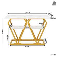 Console Table (1 Piece) - 120 X 29.5 X 80 Cm - Dining & Kitchen Table, Balcony Table - Wooden Table With Marble-Effect Top