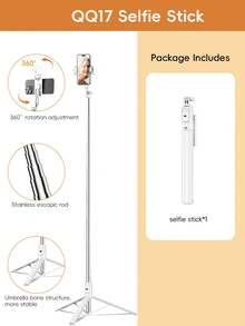 1.7米/70厘米无线蓝牙自拍杆三脚架，带LED补光灯，360°旋转无线遥控手机支架，兼容 16/15/14/13/12/11/XS/XR/X/Plus、Galaxy S25/S24/S23/S22 Ultra、安卓手机、GoPro，适合旅行和直播。 - 彩色 - 查看 21