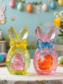 1个复活节彩蛋造型兔子蜡烛硅胶模具，DIY香薰饰品蝴蝶结石膏模具 - 复活节、情人节、开斋节和宰牲节的完美礼物 - 彩色 - 查看 8