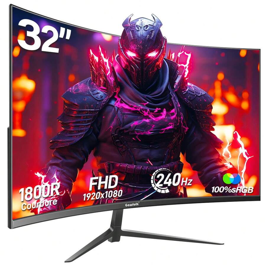 Gawfolk 24.5"/27"/32"/34" Ultra-Fast 165Hz Gaming Monitor – FHD To 4K Curved Display Options, 1ms GTG Response Time, FreeSync, Low Blue Light & Flicker-Free | Computer Monitor For PC Gaming, Esports, Home Office | Anti-Fatigue Eye Comfort + VESA Mountable | Ideal Father's Day & Graduation Gift | [Monitor, Gaming Monitor, Computer Monitor, PC Monitor, Portable Monitor, TV Alternative] - 美規A型插(110-127V) - 查看 1