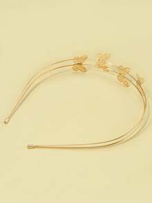 1 Piece Of Girls' Stylish, Sweet, Minimalist And Versatile Double-Layer Butterfly Headband - Gold - View 3