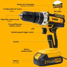 Cordless Impact Drill And Screwdriver 21V With LED, 2 Rechargeable Batteries, Dual Voltage And 29 Accessories - Complete Case For Professional And Home Use - Màu vàng - Xem 8