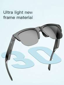 Wireless Smart Sound Multi-Function Bluetooth Glasses, With Wireless Calling, Music Playback, HIFI Sound Quality, High-Definition Lenses, Touch Control, Long Battery Life, Unisex Design And Rechargeable Technology Wireless Smart Glasses Headphones - Black - View 6