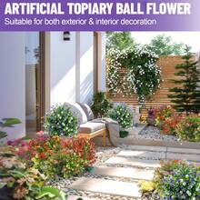 1 شجرة أوكالبتوس اصطناعية بالأرجواني والأبيض، مصنوعة من بلاستيك متين مع أزهار بيضاء وأرجوانية واقعية، مصممة للديكور الخارجي للحديقة والمناظر الطبيعية للحدائق والمناسبات الزفاف، تجمع بين الجمالية الدائمة والاستخدام العملي - متعدد الألوان - مشاهدة 6