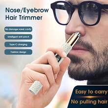 SOKANY Portable Electric Nose Hair Trimmer, Type-C Charging Port, LED Display, Stainless Steel Blades, Detachable & Washable. Compact & Portable, Long Battery Life, Suitable For Trimming Nose, Eyebrow And Ear Hair. Fashionable & Unisex Design. - White - View 2