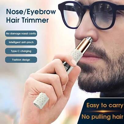 Portable Electric Nose Hair Trimmer, Type-C Charging Port, LED Display, Stainless Steel Blades, Detachable & Washable. Compact & Portable, Long Battery Life, Suitable For Trimming Nose, Eyebrow And Ear Hair. Fashionable & Unisex Design.